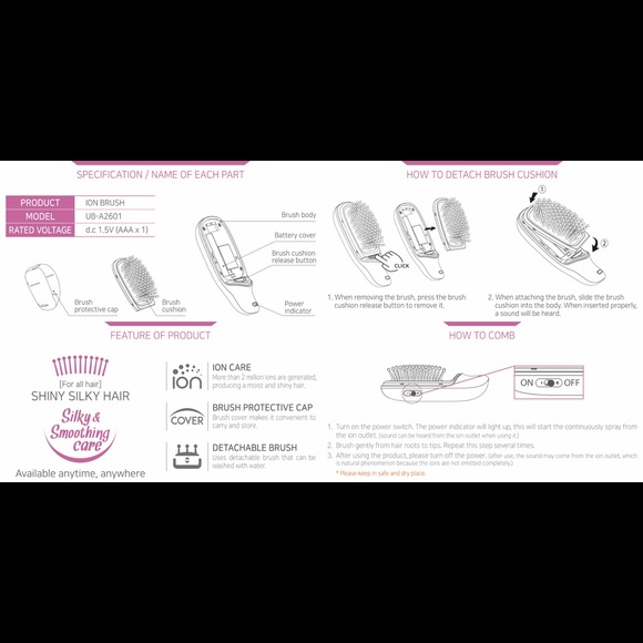 Korea Fashion Portable Compact Ionic Hair Brush - Picture 6 of 9